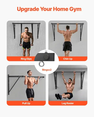 Vista 6 de VEVOR Pull Up Bar, Multi-Grip Wall Mounted Pull Ups, 50 in Width Multifunctional Chin Up Training Station, Heavy Duty Steel Upper Body Workout Bars