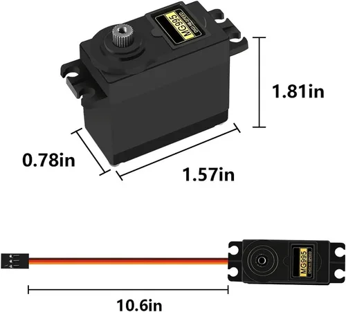 Vista 5 de 4 piezas MG995 RC Servo Moto Metal Gear Servo de alta velocidad Motor servo digital compatible con coche inteligente robot, barco, helicóptero RC