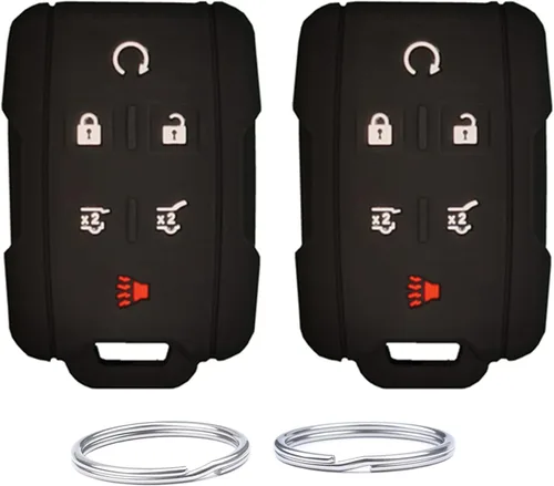 Vista 12 de Funda de silicona para llavero con control remoto para GMC Chevrolet 2 Negro con rojo