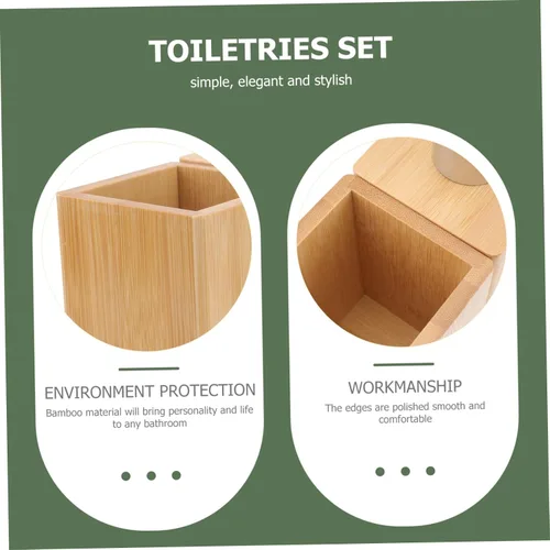 Vista 5 de DOITOOL Suite de baño de bambú de lujo 4 unids set cepillo de dientes taza taza lavado taza decorar su estilo de baño