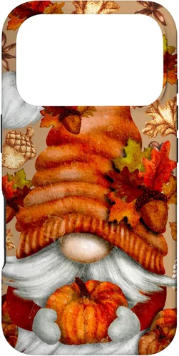 Vista 30 de Brown Fall Themed Gnome Pumpkin Cute Pattern Autumn Leaves Case for iPhone 16
