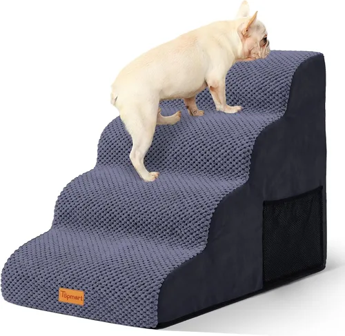 Vista 20 de 2-Step Dog Stairs for Small Dogs, Non-Slip Foam Pet Steps for Low Couch Bed Negro