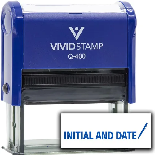 Vista 15 de Vivid Stamp Sello de goma autoentintado con inicial y fecha (tinta negra) - Q-300 Negro