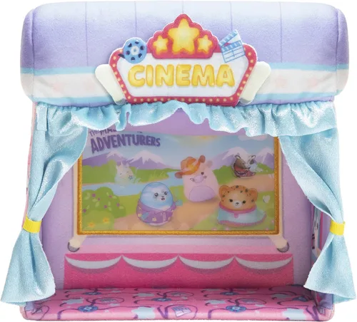 Vista 4 de Squishville Mini-Squishmallows Cinema Playset – Incluye una felpa de 2 pulgadas, silla de pretzel, cubo de palomitas de maíz, felpa