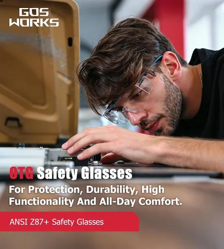 Vista 4 de OTG - Lentes de seguridad con patillas negras, lente antivaho transparente