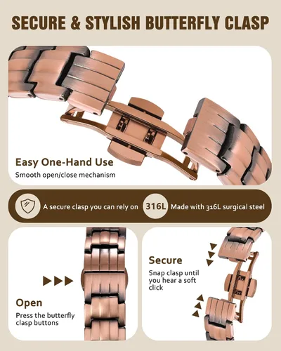 Vista 5 de Pulseras de cobre para hombre, pulseras magnéticas para hombres