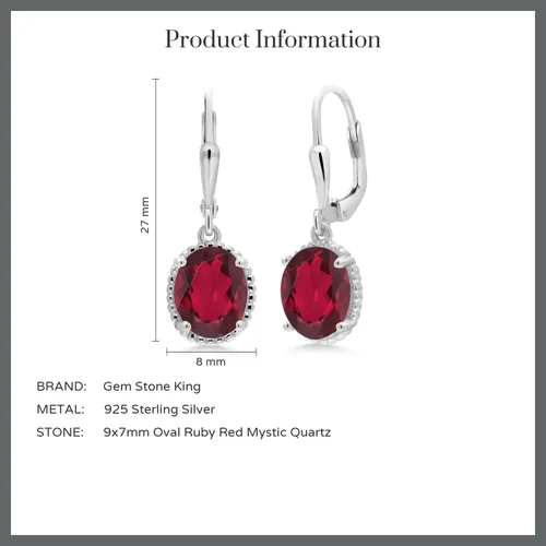 Vista 162 de Gem Stone King Aretes colgantes de gota para mujer, plata de ley 925, piedra natal ovalada de 0.354 x 0.276 in, joyería fina, regalos para ella