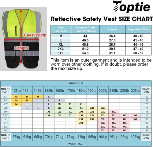 Vista 2 de TopTie Chaleco de seguridad de alta visibilidad de 10 bolsillos, chaleco de seguridad reflectante