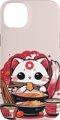 Vista 15 de iPhone 16 Japanese Cat Eating Ramen Cute Kawaii Cat Case