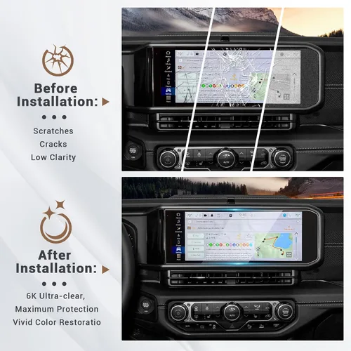 Vista 5 de YEE PIN Protector de pantalla para Jeep Wrangler 2024 Wrangler JL 2024, protector de pantalla para Jeep Wrangler 2024, protector de pantalla de 12.3