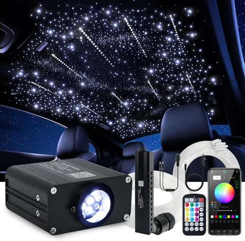Vista 17 de Car Home Starlight Headliner Star - Kit de luces de techo parpadeantes y activadas por sonido, 200 unidades, 0.03 pulgadas x 9.8 pies, RGBW 16 W