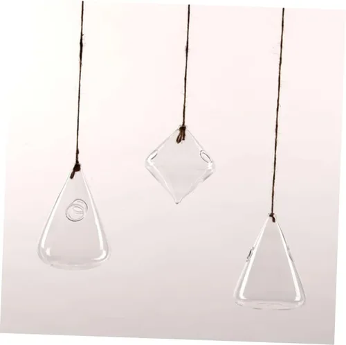 Vista 3 de UKCOCO 2 macetas geométricas colgantes de vidrio, recipientes de terrario hidropónicos triangulares para decoración de jardín