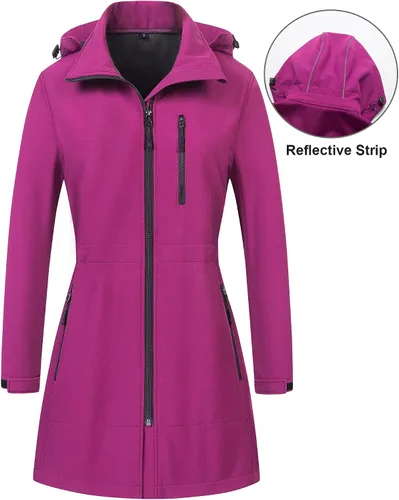 Vista 3 de CREATMO US Chaqueta táctica ligera impermeable larga Softshell con forro polar cortavientos para mujer