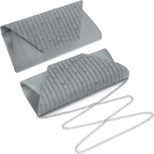 Vista 2 de Bolso de mano de noche con diamantes de imitación con purpurina para boda, fiesta, cóctel, baile de graduación, bolso formal en caja de regalo