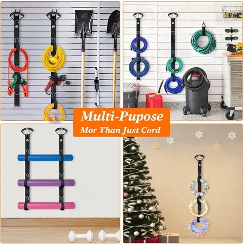 Vista 5 de Sistema de almacenamiento organizador de cables de extensión, gestión de cables de extensión resistente con múltiples soportes para cables
