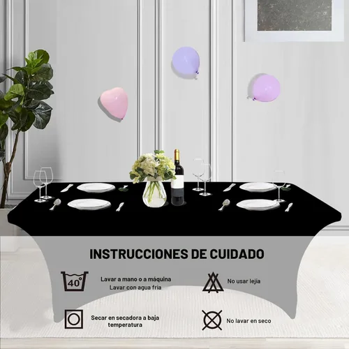 Vista 5 de IVAPUPU - Mantel de elastano para mesas rectangulares, ajustado, elástico, lavable, protector de mesa para eventos, fiestas, bodas, cócteles, Negro