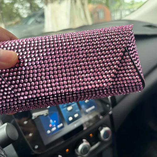 Vista 8 de Bling Eyeglass Case for Women, PU Leather Hard Shell Glasses Case with Rhinestones, Sparkly Sunglasses Case Gift