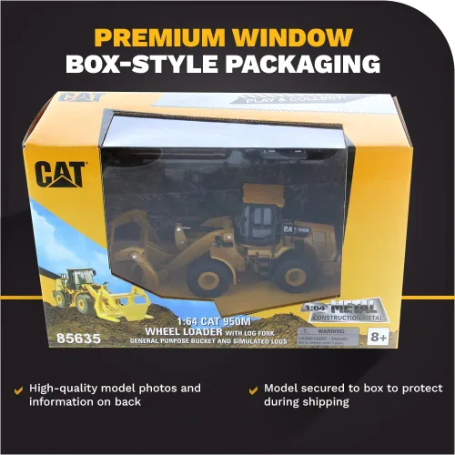 Vista 6 de 1/64 Hybrid Collection Series CAT 950M Cargador de ruedas Tenedor largo y cubo (2 troncos incluidos)