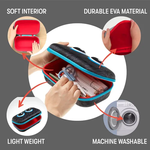 Vista 3 de ZIPIT Caja de lápices Beast para niños, estuche divertido de gran capacidad para la escuela, caja organizadora de papelería, color negro