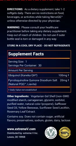 Vista 5 de NerveQQ Ultra Advanced Formula Neuropaty Support - # 1 Factor de crecimiento nervioso recomendado (NGF) Salud y función. 100 mg de ubiquinol (QH)