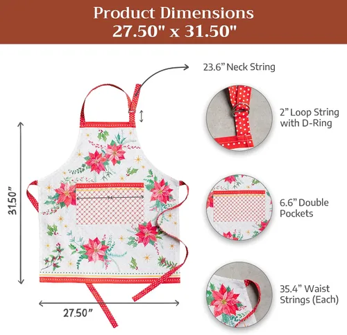 Vista 643 de Maison d' Hermine Delantales para mujer con bolsillo, 100% algodón (27.50 x 31.50 pulgadas)