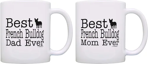Vista 12 de ThisWear Dog Owner Gifts Best French Bulldog Dad Ever Paw Pattern Gift - Taza de café de cerámica de 11 onzas con mango y patrón de hueso