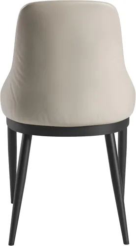 Vista 7 de Juego de 2 sillas de comedor sin brazos, sillas de piel sintética gris pardo con patas de metal en un acabado negro, asiento y respaldo tapizados