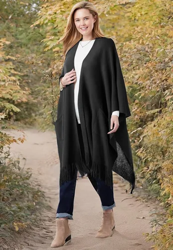 Vista 6 de Woman Within Capa con flecos de talla grande