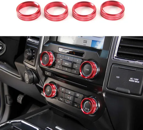 Vista 10 de Keptrim Para interruptores de aire acondicionado F150, perilla de CA VOL, botón de anillo para Ford F150 XLT 2015 2016 2017 2018 2019, aluminio Negro