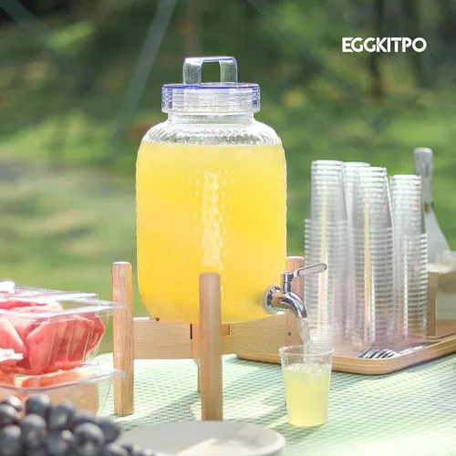 Vista 2 de EGGKITPO Dispensadores de bebidas de 1.5 galones con grifo y elegante soporte para fiestas, dispensador de limonada de policarbonato con soporte