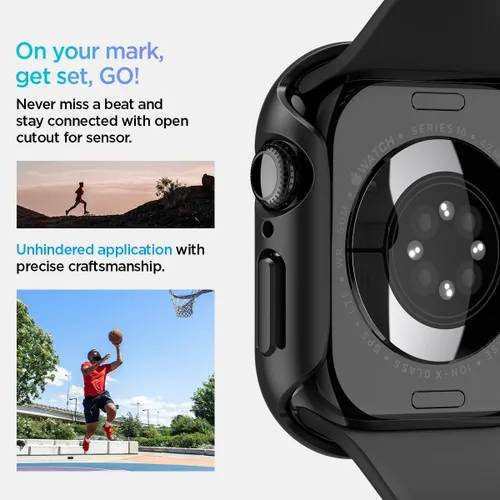 Vista 6 de Spigen Funda delgada para Apple Watch Series 11/10 de 1.654 in Negro