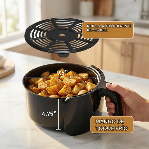 Vista 6 de Elite Gourmet Freidora de aire digital de 5.3 cuartos de galón, 1350 W, sin