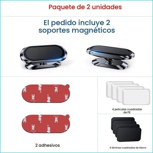 Vista 7 de 【Paquete de 2】 Soporte magnético de teléfono para el tablero del automóvil 【Imán fuerte】 Soporte magnético para teléfono del coche 【4 placas】