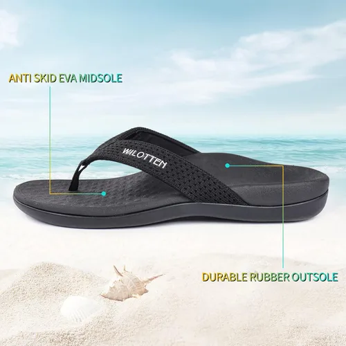Vista 4 de WILOTTEN Sandalias con soporte de arco para mujer, sandalias ortopédicas para pies planos, sandalias de apoyo para mujeres y hombres