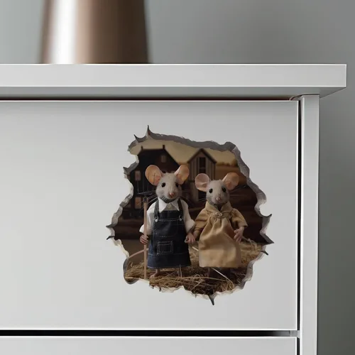 Vista 6 de Adhesivo de pared 3D con agujero de ratón gótico americano con agujero de ratón