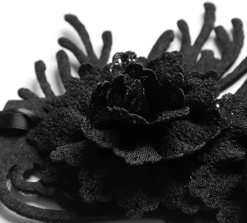 Vista 8 de Lolita gótica oscura de Halloween, estilo vintage, encaje negro barroco, Queen, diadema para el cabello para Halloween, Navidad, fiesta de máscaras