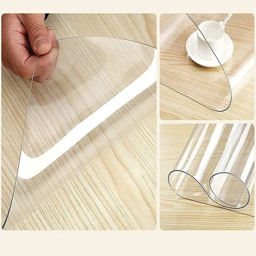 Vista 2 de Mantel de plástico transparente de PVC para mesa de comedor, escritorio, protector para mesa de estudiante, protector de escritorio, mantel