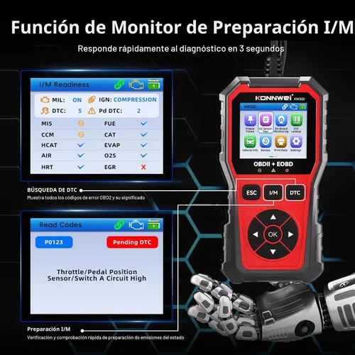 Vista 4 de Herramienta de diagnóstico del escáner KONNWEI KW330 OBD2 w/prueba de voltaje de batería Car Scanner Check Engine Code Reader with Live Data