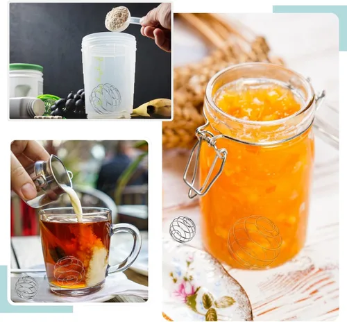 Vista 6 de Bola agitadora de proteínas, bolas de licuadora para botellas de coctelera, acero inoxidable 304