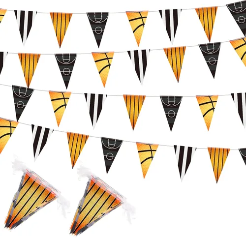 Vista 10 de VitalCozy 4 banderines de béisbol de 131 pies, decoraciones de fiesta, banderas triangulares de béisbol, banderines para pelota estadounidense