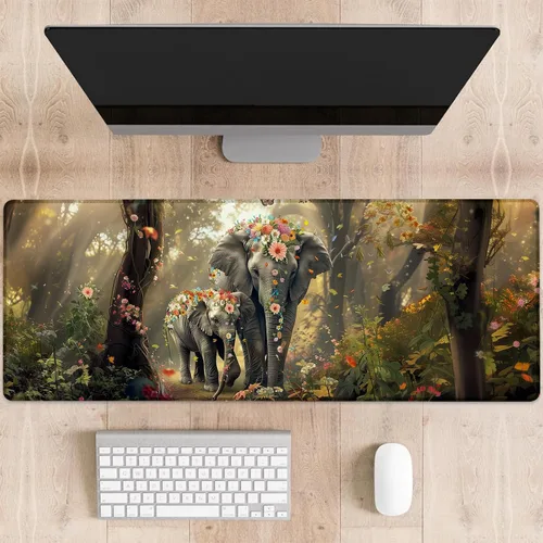 Vista 13 de Alfombrilla de mouse para juegos con temática de cactus, tapete de escritorio grande de paisaje sereno para computadora, teclado extendido, laptop