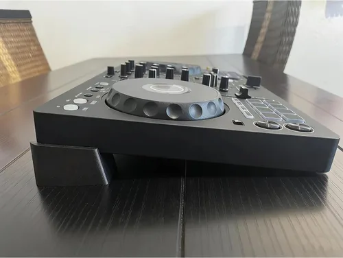 Vista 2 de Soporte de controlador de DJ compatible con controlador Pioneer DDJ-FLX4, soporte de inclinación ajustable, soporte de soporte doble, elevador