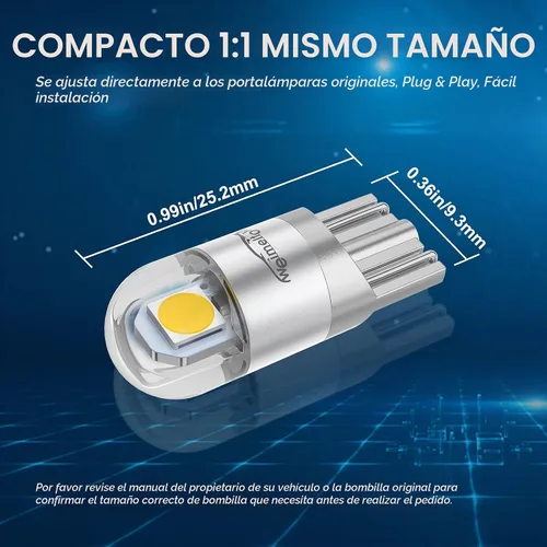 Vista 2 de 194 Bombilla LED para Automóvil, 1.5W, 12V, Blanco, Tipo Cuña T10, Ángulo de Iluminación de 360 Grados, Chipset 2SMD 3030, 4 Chips 3030 de Alto