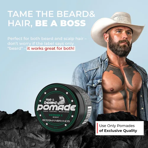 Vista 7 de Bossman Pomada Natural para Cabello y Barba para Hombres (Aroma Vetiver X) – Fijación Media e Hidratante para Peinado de Cabello, Barba y Bigote