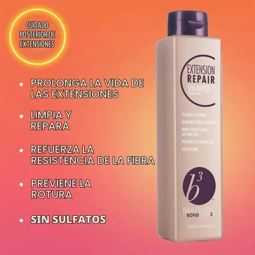 Vista 3 de B3 Brazilian Bondbuilder Champú reparador de extensiones, 12 onzas líquidas.