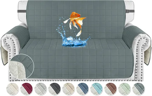 Vista 27 de MAXIJIN Fundas impermeables para sofá de 3 cojines, aptas para mascotas, fundas acolchadas para sofá de 69 pulgadas, lavables, protector de sofá