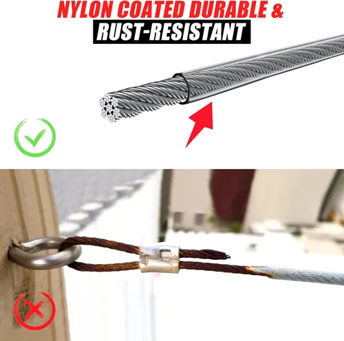 Vista 3 de Kit de accesorios para vela con cuerda de alambre de acero inoxidable 304 para cuadrado/rectangular/triángulo, kit de accesorios para toldo de vela