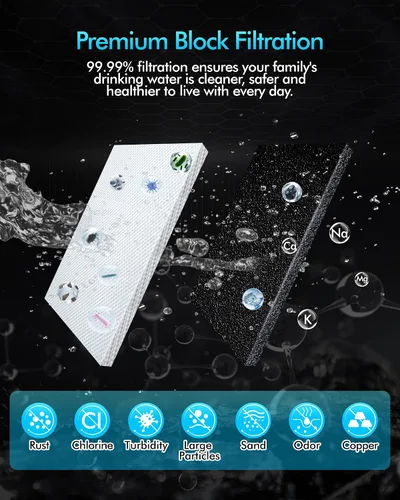 Vista 6 de Filtro de agua de repuesto 100186 compatible con filtros de agua Amway espring, cartucho de filtro de filtración de alta precisión de 6 niveles que