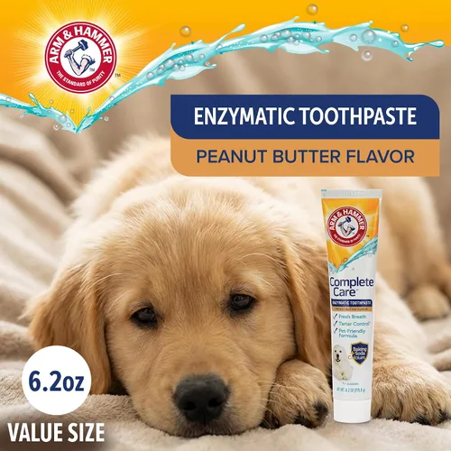 Vista 3 de Arm & Hammer Complete Care - Pasta de dientes enzimática para cachorros, sabor a mantequilla de maní, pasta de dientes enzimática para perros