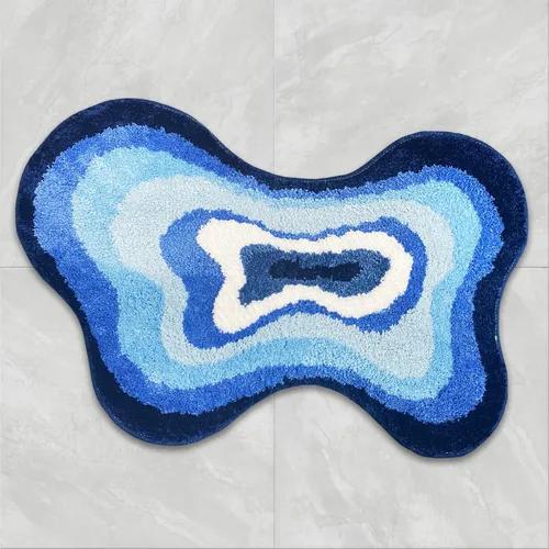 Vista 2 de Blue Dizzy - Alfombra de baño divertida e irregular, antideslizante, suave, lavable de microfibra para baño, sala de estar, secado rápido